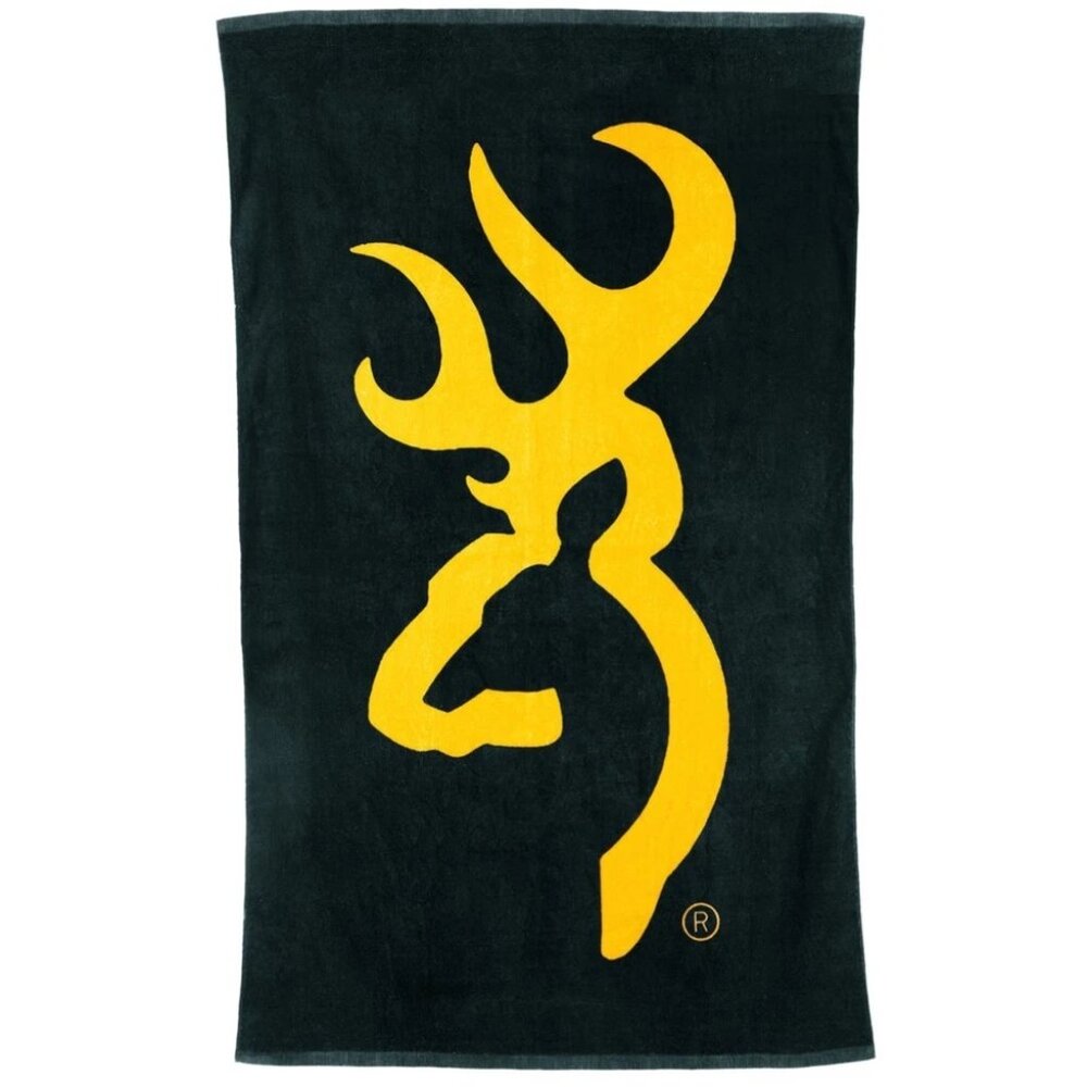 Browning Buckmark Black & Gold Plush Beach Towel